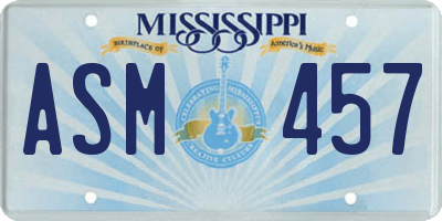 MS license plate ASM457