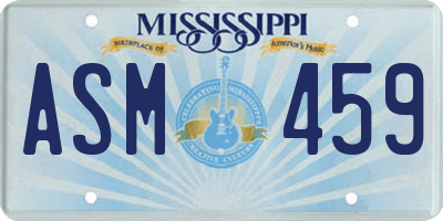 MS license plate ASM459
