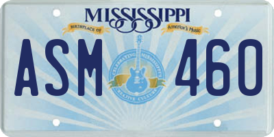 MS license plate ASM460
