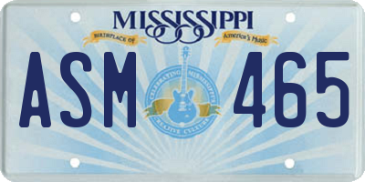 MS license plate ASM465