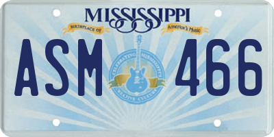 MS license plate ASM466