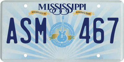 MS license plate ASM467