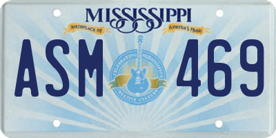 MS license plate ASM469