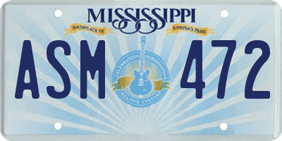 MS license plate ASM472