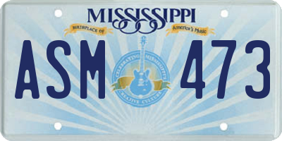 MS license plate ASM473