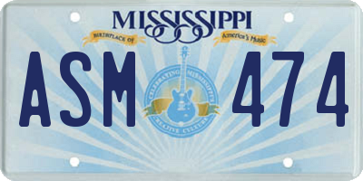 MS license plate ASM474