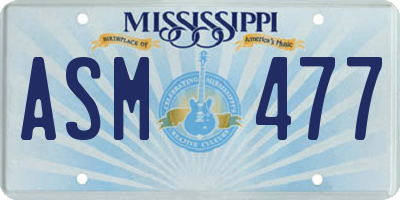 MS license plate ASM477