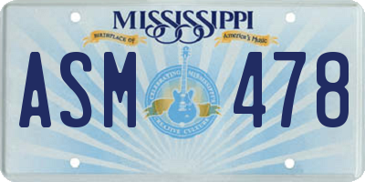 MS license plate ASM478