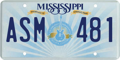 MS license plate ASM481