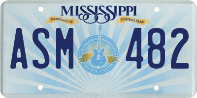 MS license plate ASM482