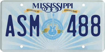 MS license plate ASM488