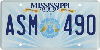 MS license plate ASM490