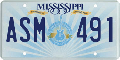MS license plate ASM491