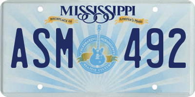 MS license plate ASM492