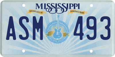 MS license plate ASM493