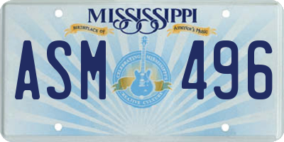 MS license plate ASM496