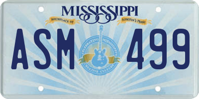 MS license plate ASM499
