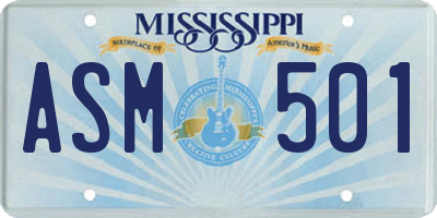 MS license plate ASM501