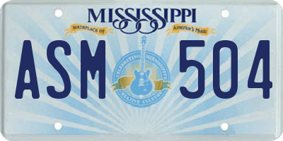MS license plate ASM504