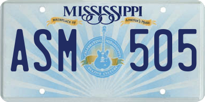 MS license plate ASM505