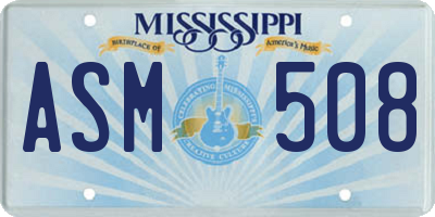 MS license plate ASM508