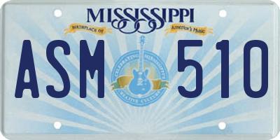MS license plate ASM510