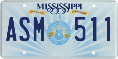 MS license plate ASM511