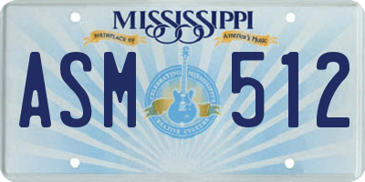 MS license plate ASM512