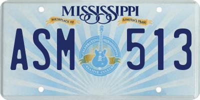 MS license plate ASM513