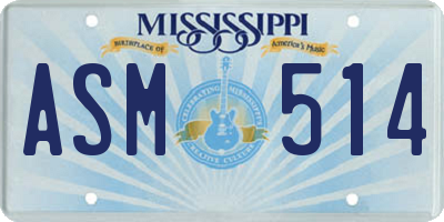 MS license plate ASM514