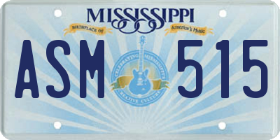 MS license plate ASM515