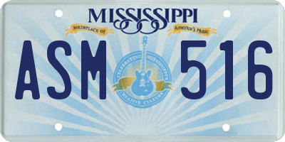 MS license plate ASM516