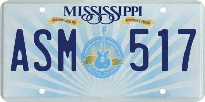 MS license plate ASM517