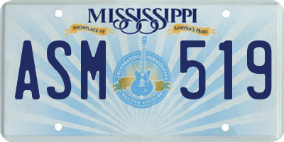 MS license plate ASM519