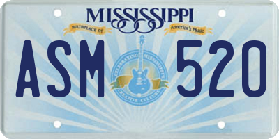 MS license plate ASM520