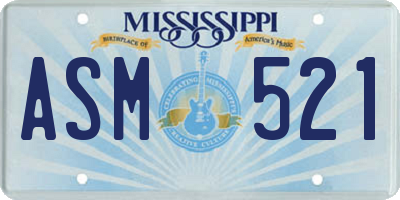MS license plate ASM521