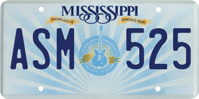 MS license plate ASM525