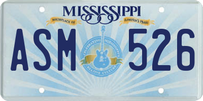 MS license plate ASM526