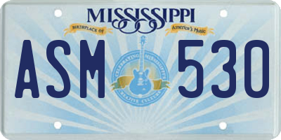 MS license plate ASM530