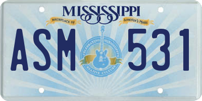 MS license plate ASM531