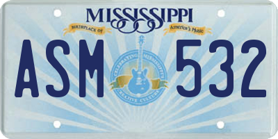 MS license plate ASM532