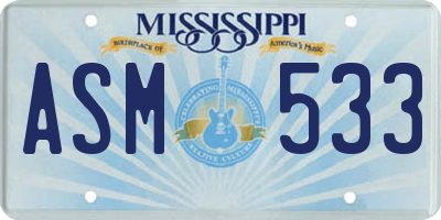 MS license plate ASM533