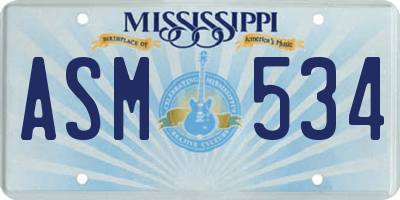 MS license plate ASM534