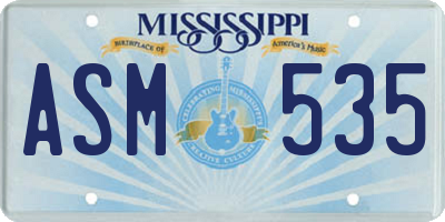 MS license plate ASM535
