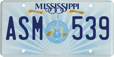 MS license plate ASM539
