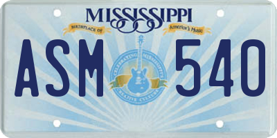 MS license plate ASM540