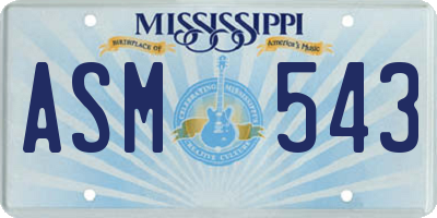 MS license plate ASM543