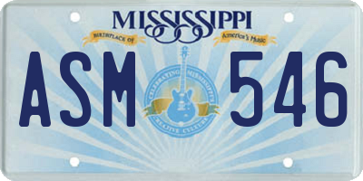 MS license plate ASM546