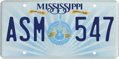 MS license plate ASM547