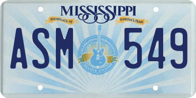 MS license plate ASM549